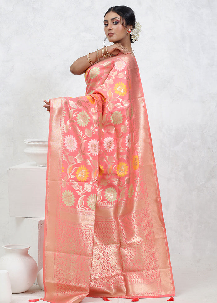 Pink Cotton Saree With Blouse Piece