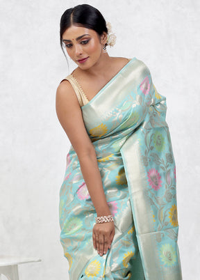 Green Cotton Saree Without Blouse Piece - Indian Silk House Agencies