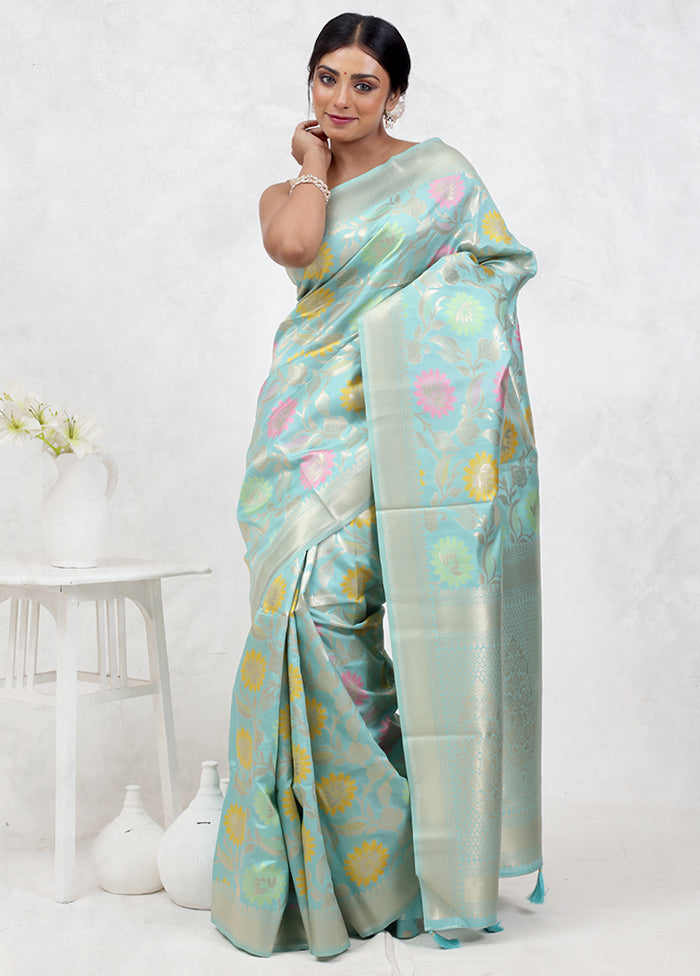 Green Cotton Saree Without Blouse Piece - Indian Silk House Agencies