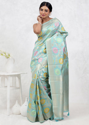 Green Cotton Saree Without Blouse Piece - Indian Silk House Agencies