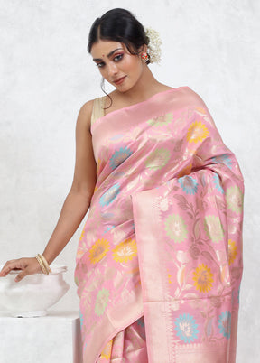 Pink Cotton Saree With Blouse Piece