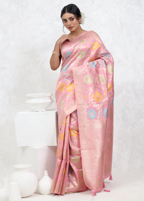 Pink Cotton Saree With Blouse Piece