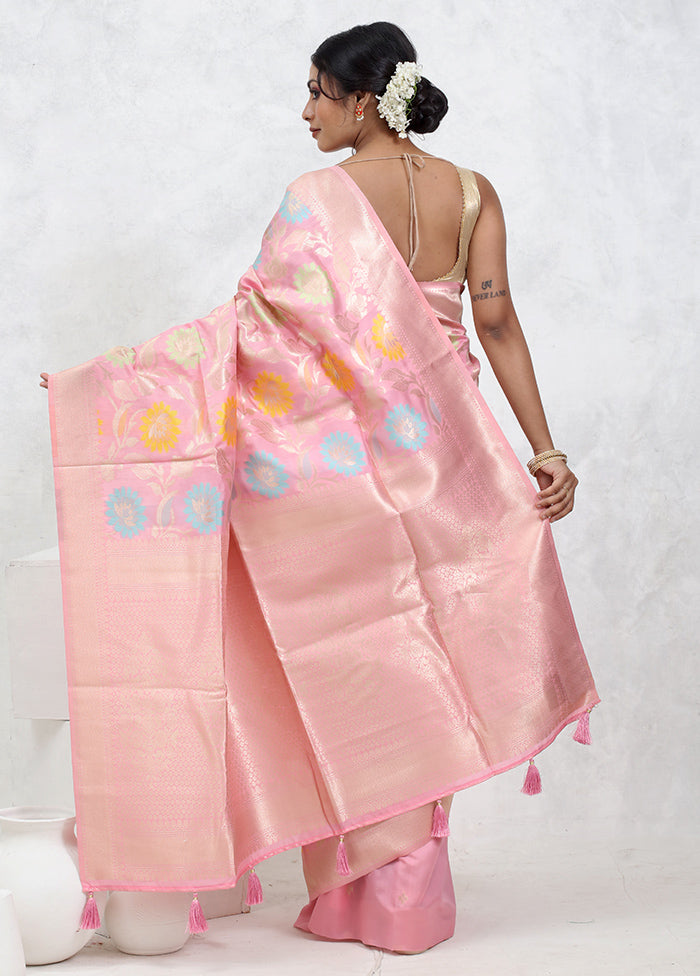 Pink Cotton Saree With Blouse Piece