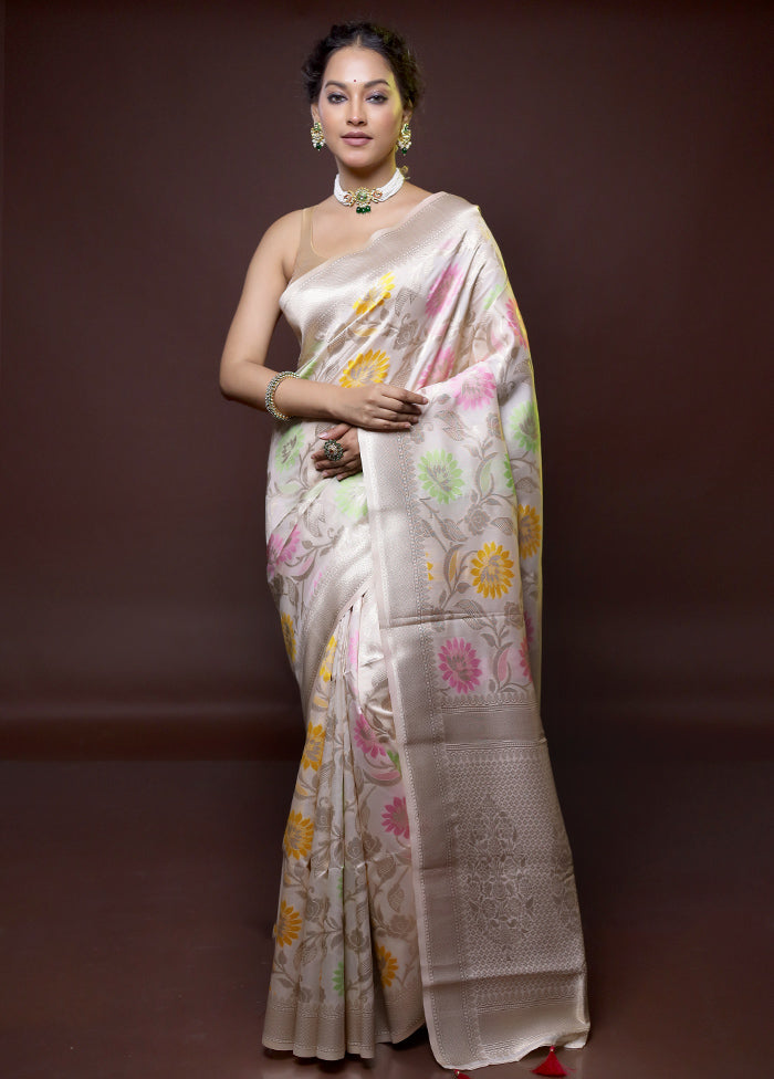 Cream Cotton Saree With Blouse Piece