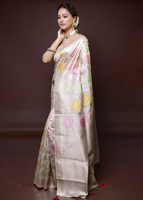 Cream Cotton Saree With Blouse Piece