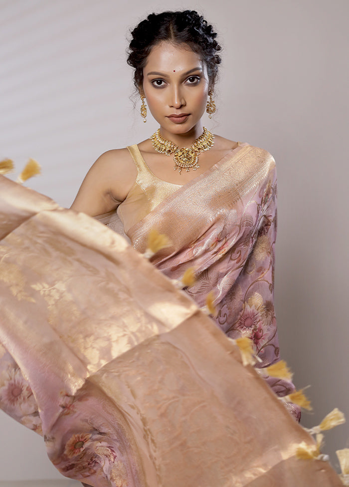 Pink Organza Saree With Blouse Piece - Indian Silk House Agencies