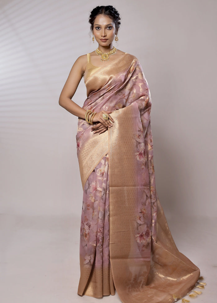 Pink Organza Saree With Blouse Piece