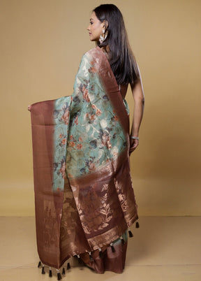 Green Organza Saree With Blouse Piece