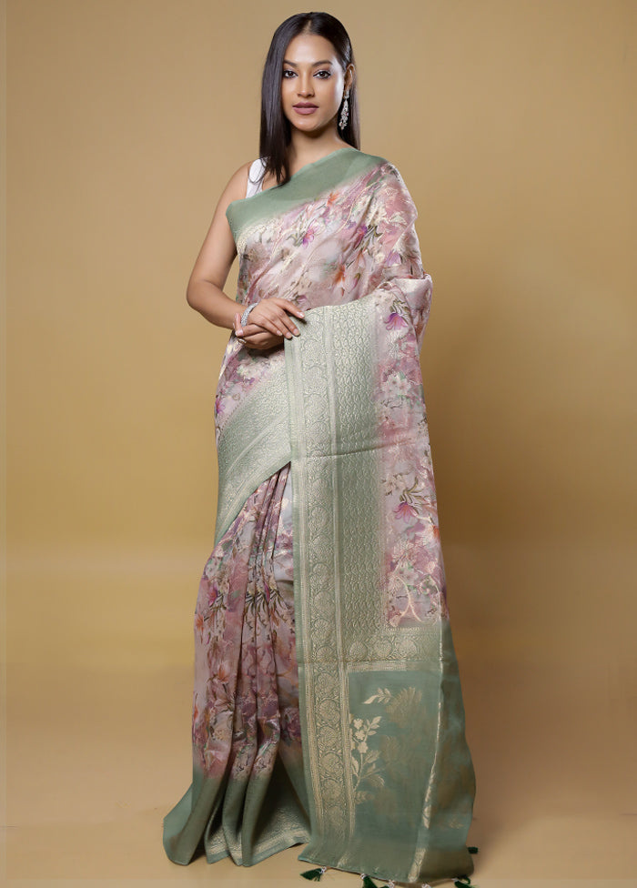 Pink Organza Saree With Blouse Piece