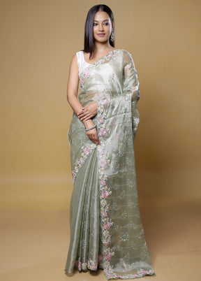 Grey Organza Saree With Blouse Piece