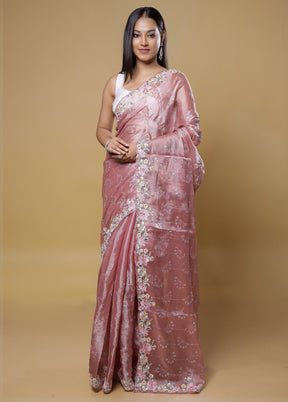 Pink Organza Saree With Blouse Piece