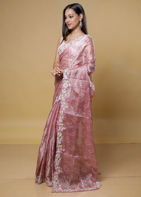 Pink Organza Saree With Blouse Piece