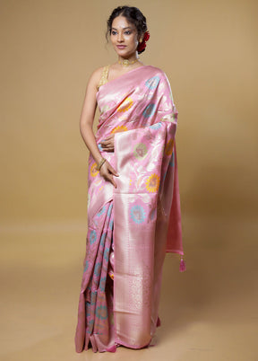 Pink Cotton Saree With Blouse Piece