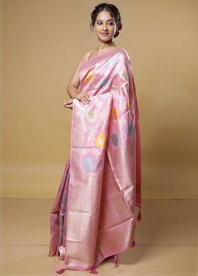 Pink Cotton Saree With Blouse Piece