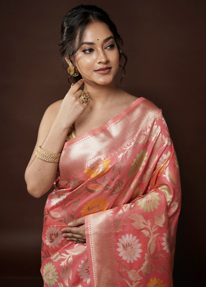 Pink Cotton Saree With Blouse Piece - Indian Silk House Agencies