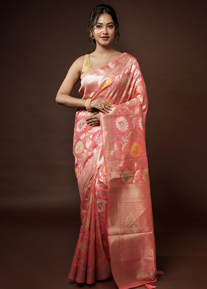 Pink Cotton Saree With Blouse Piece - Indian Silk House Agencies