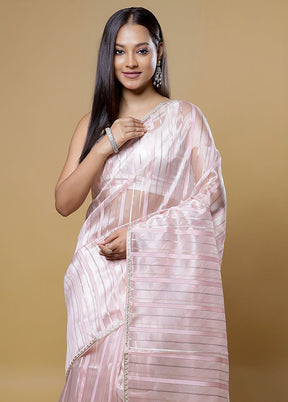 Pink Organza Saree With Blouse Piece