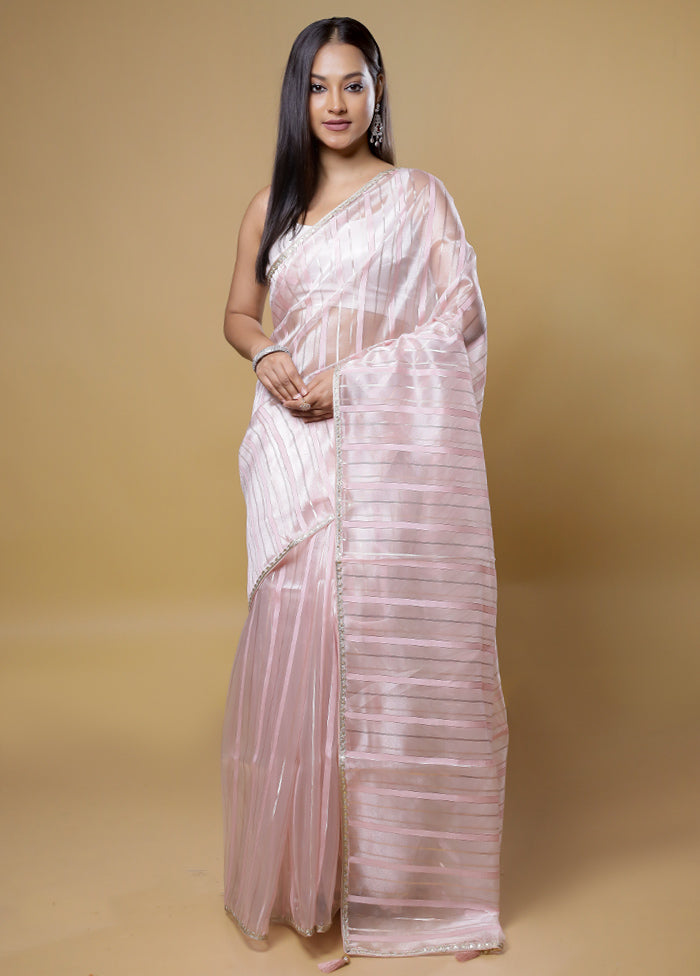 Pink Organza Saree With Blouse Piece