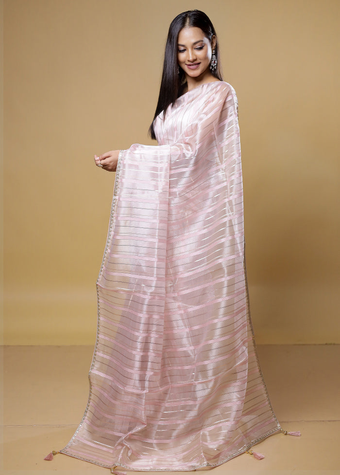 Pink Organza Saree With Blouse Piece