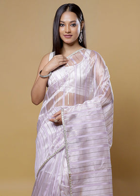 Purple Organza Saree With Blouse Piece