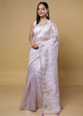 Purple Organza Saree With Blouse Piece