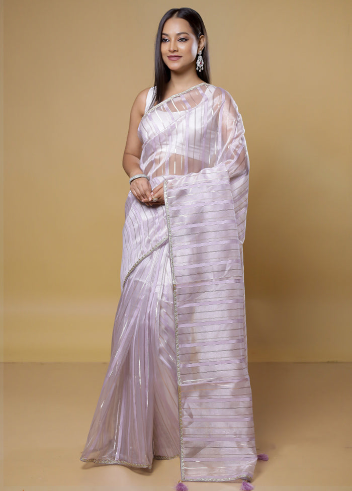 Purple Organza Saree With Blouse Piece