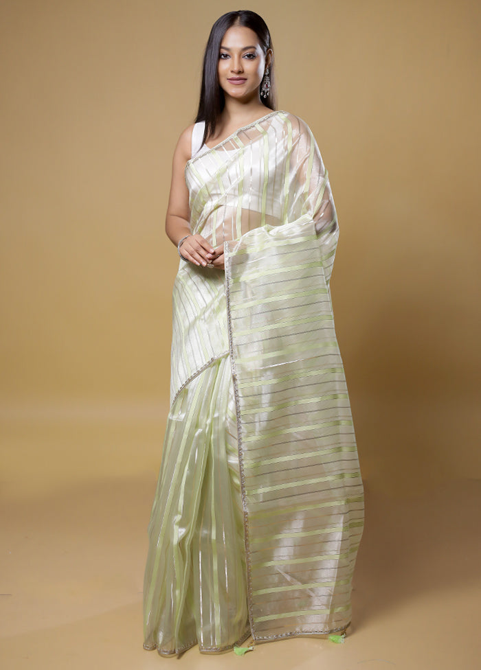 Green Organza Saree With Blouse Piece