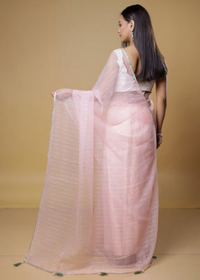 Pink Organza Saree With Blouse Piece