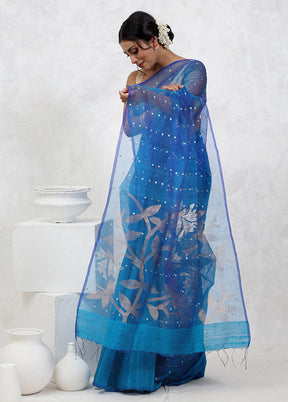 Blue Matka Pure Silk Saree With Blouse Piece - Indian Silk House Agencies