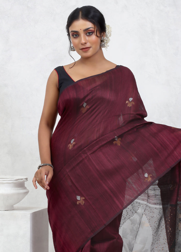 Purple Matka Pure Silk Saree With Blouse Piece