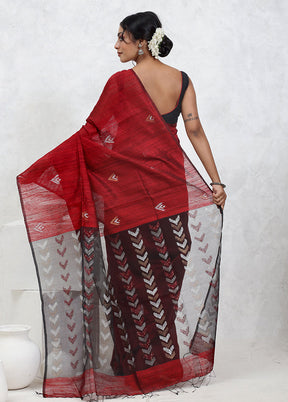 Red Matka Pure Silk Saree With Blouse Piece - Indian Silk House Agencies