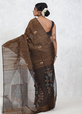 Brown Matka Pure Silk Saree With Blouse Piece - Indian Silk House Agencies