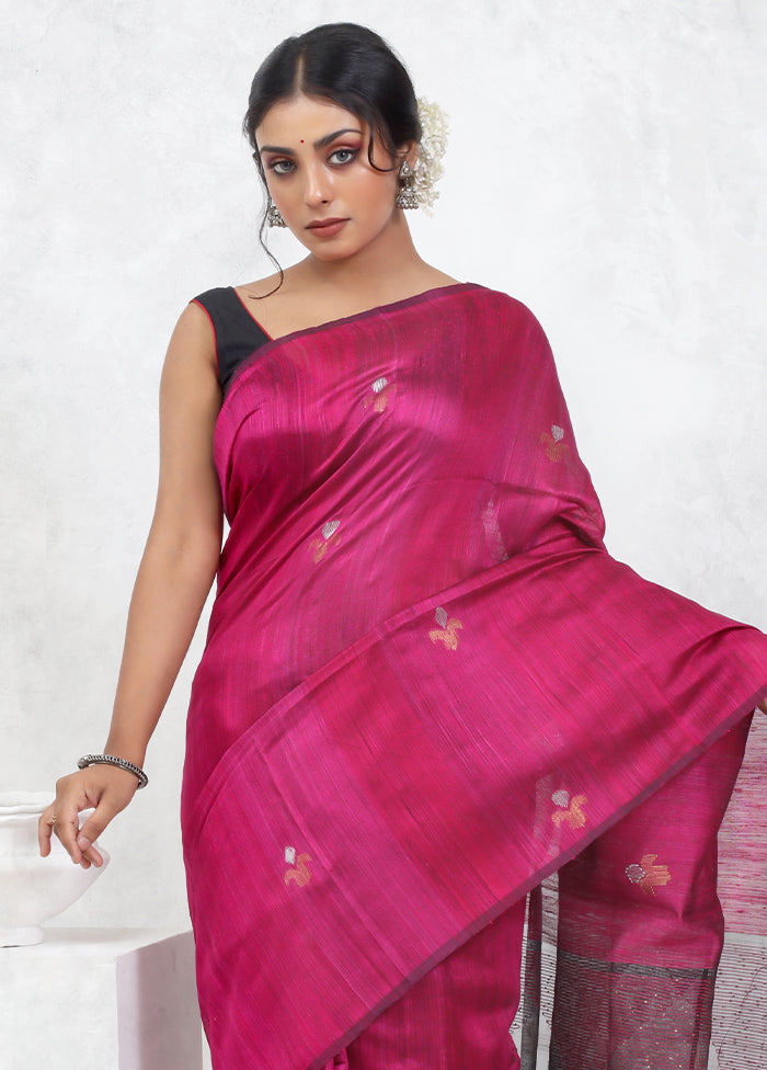 Pink Matka Pure Silk Saree With Blouse Piece - Indian Silk House Agencies