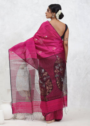 Pink Matka Pure Silk Saree With Blouse Piece