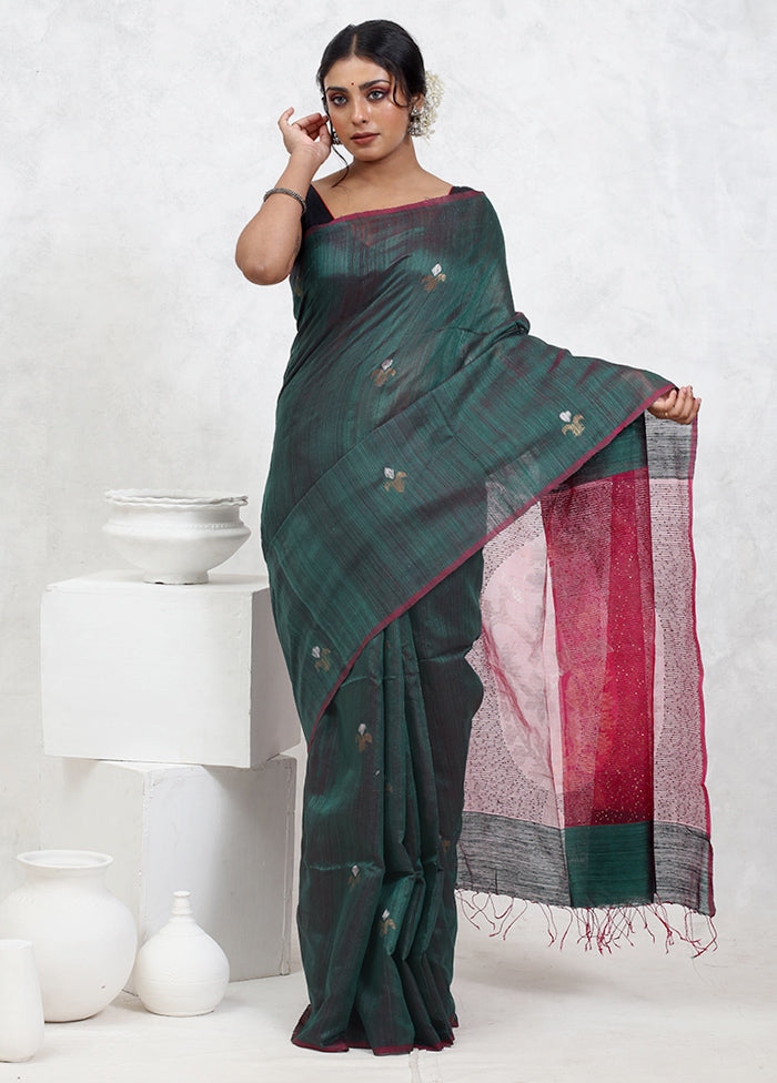 Green Matka Pure Silk Saree With Blouse Piece