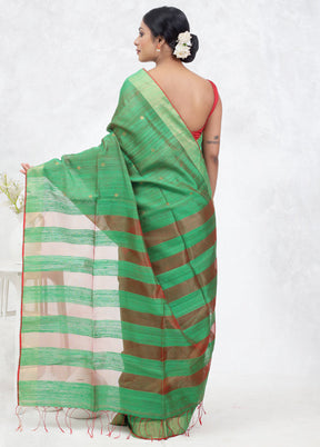 Green Matka Pure Silk Saree Without Blouse Piece - Indian Silk House Agencies