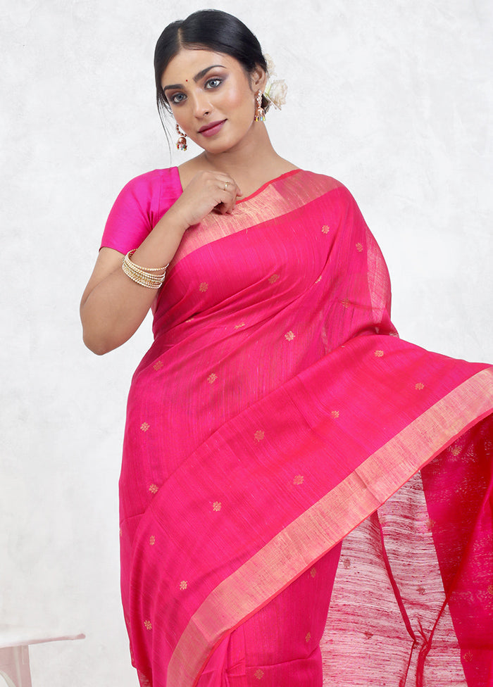 Pink Matka Pure Silk Saree Without Blouse Piece - Indian Silk House Agencies