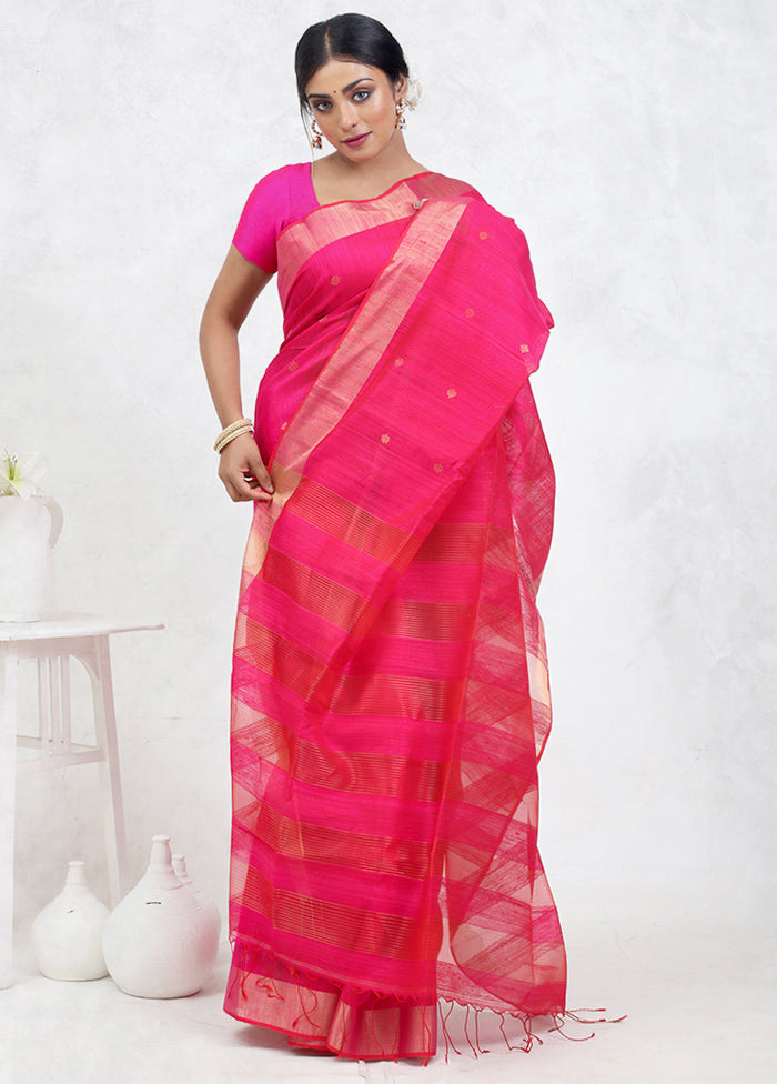 Pink Matka Pure Silk Saree Without Blouse Piece - Indian Silk House Agencies