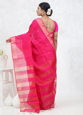 Pink Matka Pure Silk Saree Without Blouse Piece - Indian Silk House Agencies