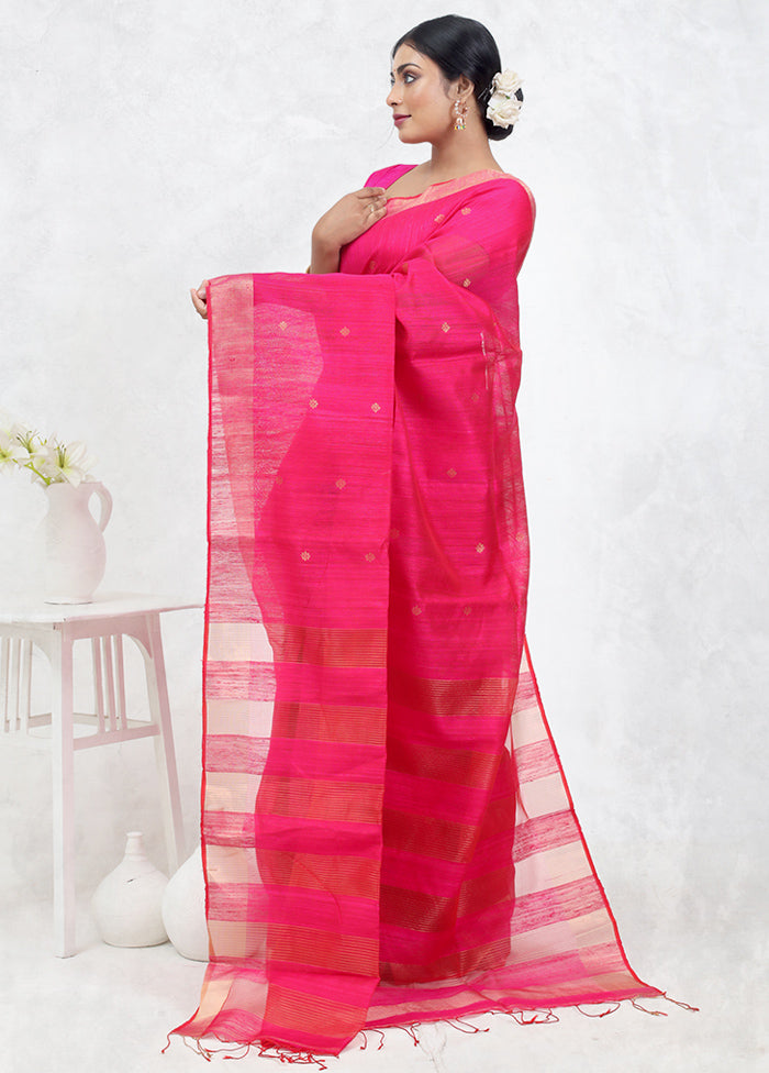 Pink Matka Pure Silk Saree Without Blouse Piece - Indian Silk House Agencies