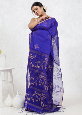 Blue Matka Pure Silk Saree Without Blouse Piece - Indian Silk House Agencies