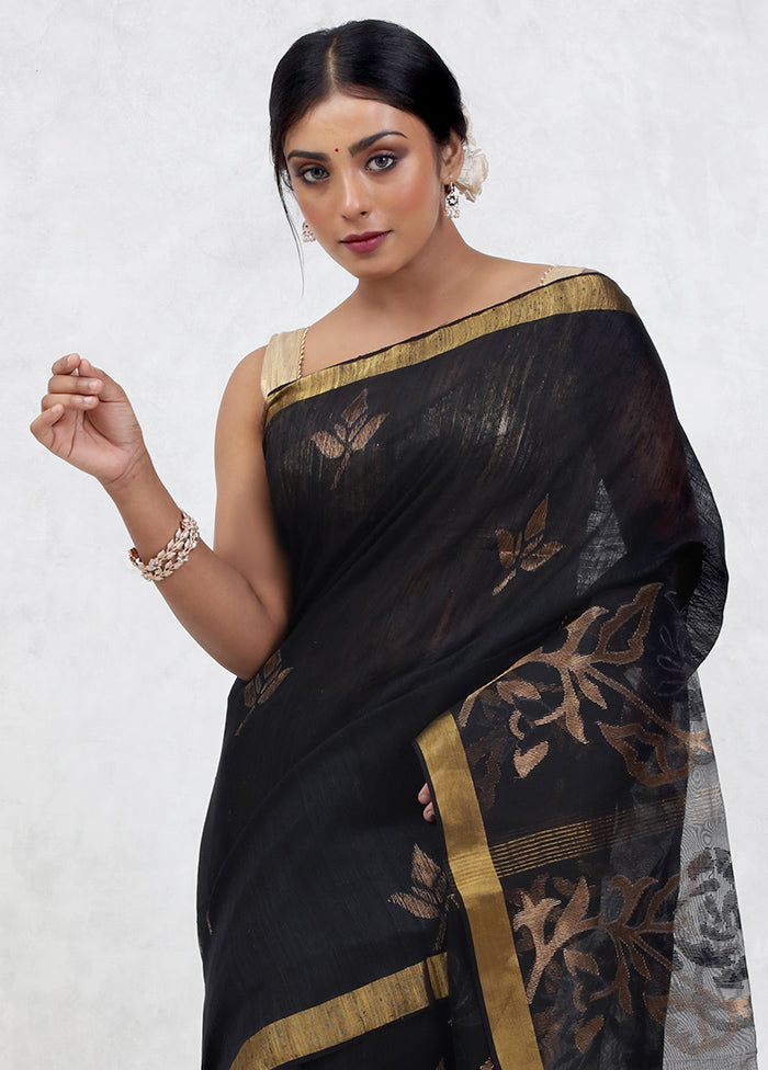 Black Matka Pure Silk Saree Without Blouse Piece - Indian Silk House Agencies