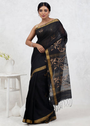 Black Matka Pure Silk Saree Without Blouse Piece - Indian Silk House Agencies