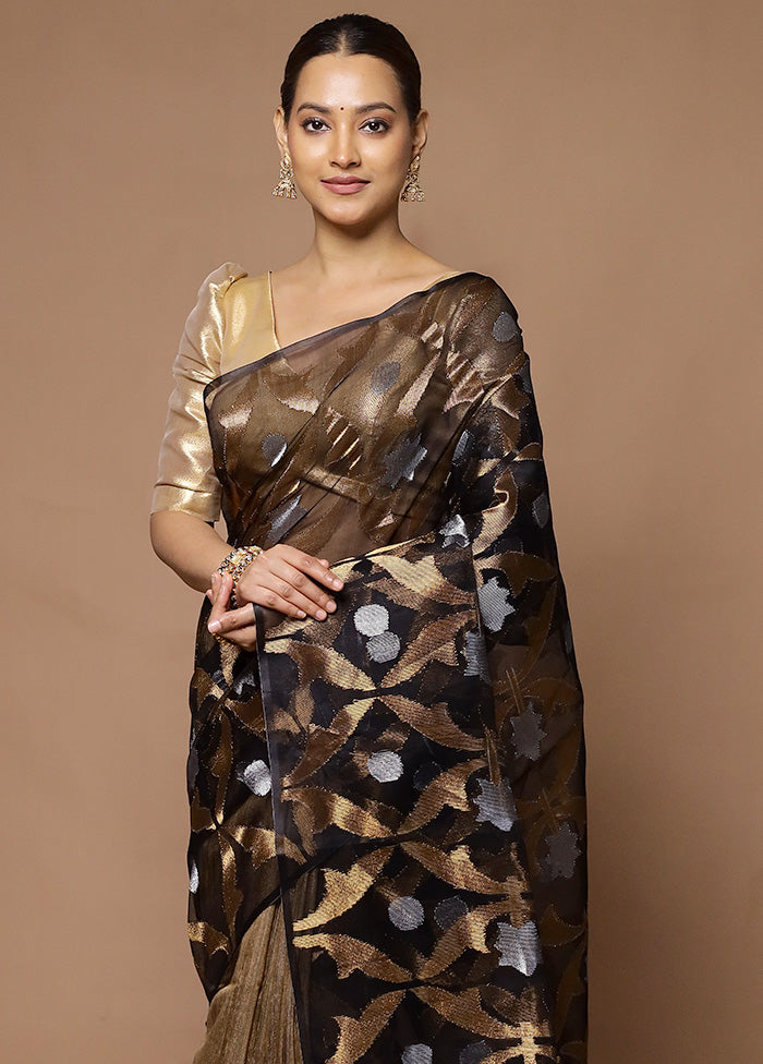 Black Handloom Matka Pure Silk Saree With Blouse Piece