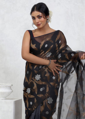 Black Matka Pure Silk Saree With Blouse Piece - Indian Silk House Agencies