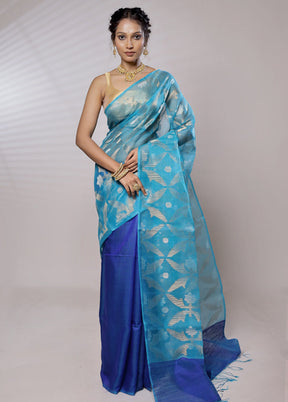 Blue Matka Pure Silk Saree With Blouse Piece - Indian Silk House Agencies