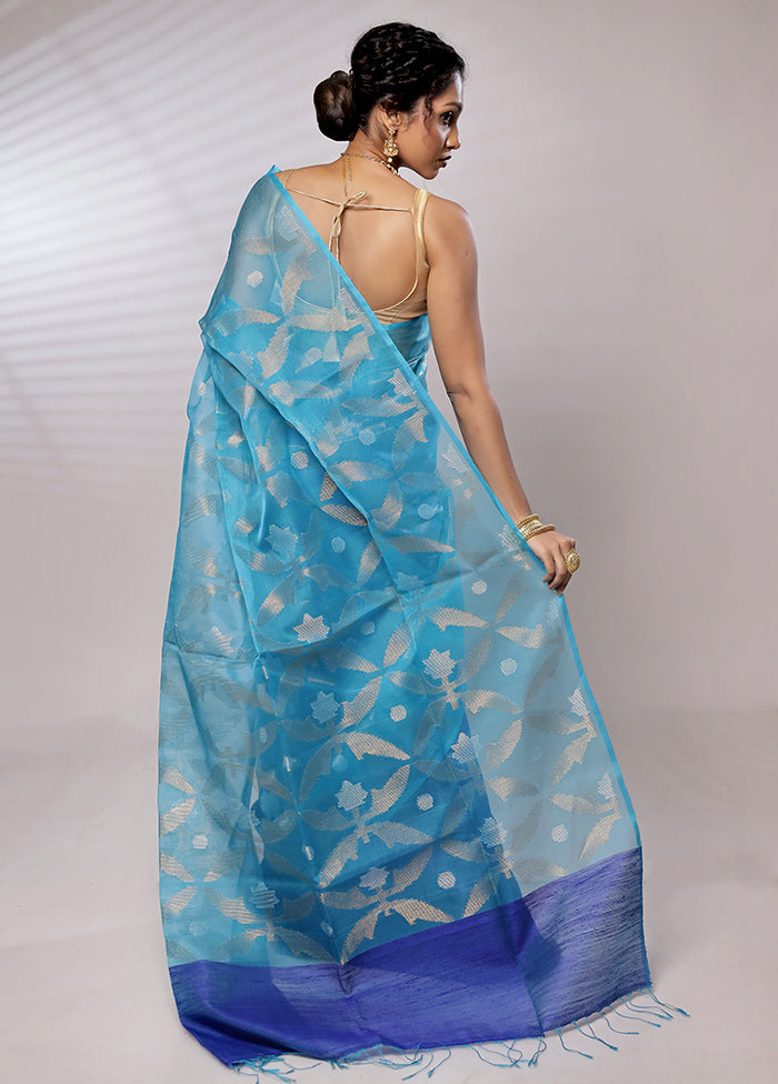 Blue Matka Pure Silk Saree With Blouse Piece - Indian Silk House Agencies