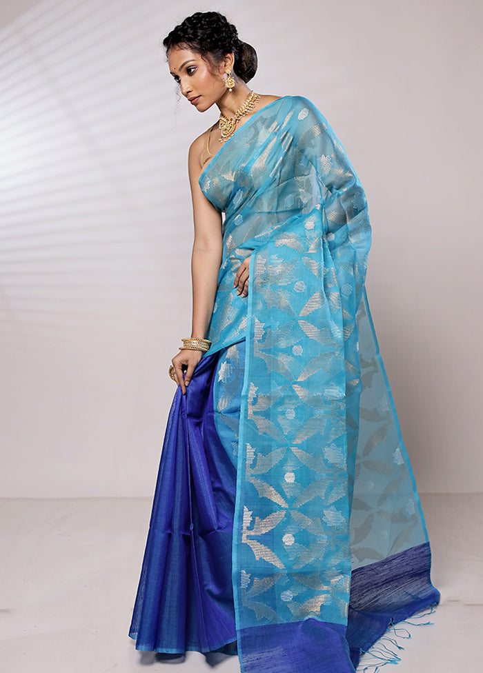 Blue Matka Pure Silk Saree With Blouse Piece - Indian Silk House Agencies