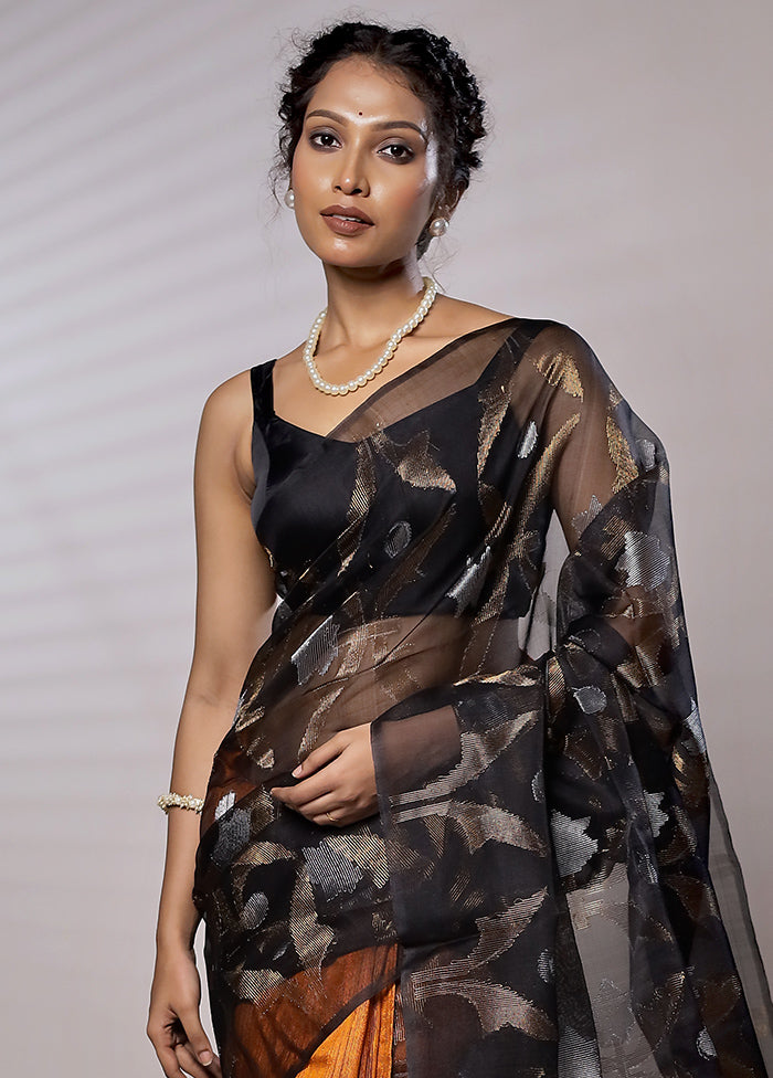 Black Matka Pure Silk Saree With Blouse Piece - Indian Silk House Agencies