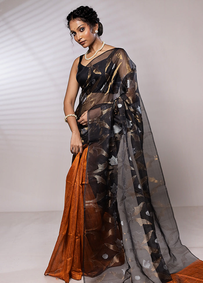 Black Matka Pure Silk Saree With Blouse Piece - Indian Silk House Agencies